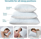 Cooling Shredded Memory Foam Pillow Queen Size - Adjustable Loft for Back & Side Sleepers, Breathable & Supportive Bed Pillow with Removable Washable Cover(Queen Pack of 1)