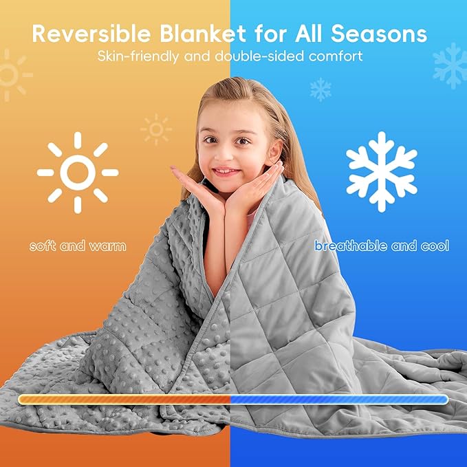 yescool Twin Size Weighted Blanket for Adults 12 Pounds Grey Cooling Weighted Heavy Blanket, Minky Throw Blankets Warm Weighted Comforter, Big Washable Thick Blankets Gift for 100-150lbs, 48 * 72in