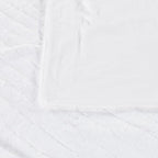 Striped Throw Blanket and Pillow Covers Set (No Inserts) for Couch and Bed, Plush Warm Lightweight Fuzzy Faux Fur Blanket for All Seasons (50" x 60", Pure White)
