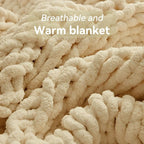 Negwoo Chunky Knit Throw Blanket, 30''*40'' Knitted Throw Chenille Yarn for Bed Couch, Handmade Oatmeal Crochet Big Thick Blanket, Machine Washable Cute Comfy Blanket for Home Decor