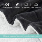 Elegant Comfort Throw Blanket, Reversible Sherpa Flannel, Ultra-Soft, Fuzzy, Cozy and Plush- All Season Lightweight Decorative Throw, 50 x 60 inches, Ombre Design Sherpa Throw, Gray