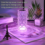 Can Switch 16 Colors Artificial Crystal Table Lamp, RGB Color Changing Rose Diamond Design with Remote Control USB Charging Touch Sensor Ambient Lighting for Living Room Party (3 Colors-Large)