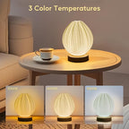 Table Lamp Bedside Small Side Table Lamp with Woodbase Peach 3D Printing Button Control Table USB Lamp Dimmable Nightstand Lamp with PLA Lampshade for Living Room Bedroom Decor