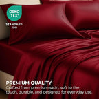 Satin Sheets Full [4-Piece, Burgundy] Hotel Luxury Silky Bed Sheets - Extra Soft 1800 Microfiber Sheet Set, Wrinkle, Fade, Stain Resistant - Deep Pocket Fitted Sheet, Flat Sheet, Pillow Cases