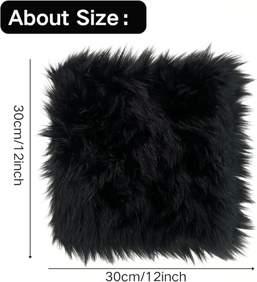 12 Inch Black Square Faux Fur Rug, Small Product Photography Background, Perfect for Jewelry, Mini Bags, Nail Art, Small Vases and Other Desktop Photography (1pcs)