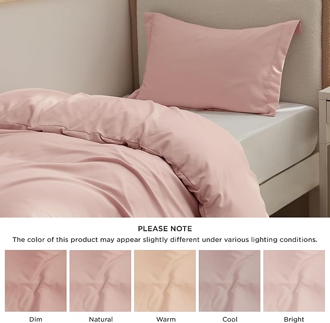 Bedsure Duvet Cover Twin/Twin XL Size - Soft Double Brushed Bedding Set for Kids & Adults, Zipper Closure, 2 Pieces, Includes 1 Duvet Cover (68"x90") & 1 Pillow Sham, NO Comforter, Blush Pink