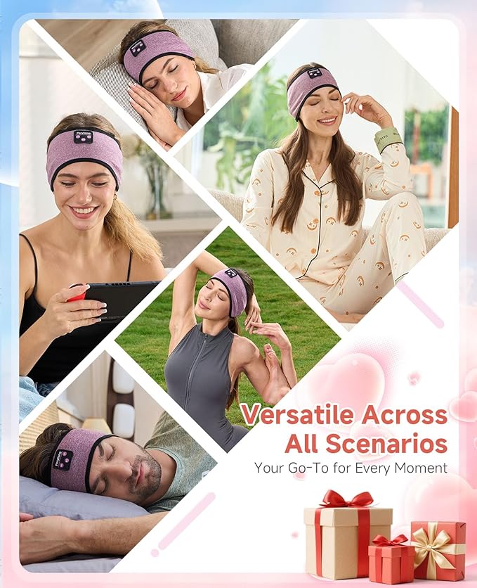 Perytong Sleep Headphones Wireless, Bluetooth Headband Sports Sleeping Headphones Sleep Mask Earbuds Breathable Wireless Music Headband for Side Sleepers Sleeping Travel Workout Running Air Travel