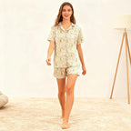 ASTANFY Silk Satin Pajama Set Womens Silk Satin 2 Piece Pjs Shorts Sleepwear Christmas Button Down Shirt Bride Pj Lounge Sets