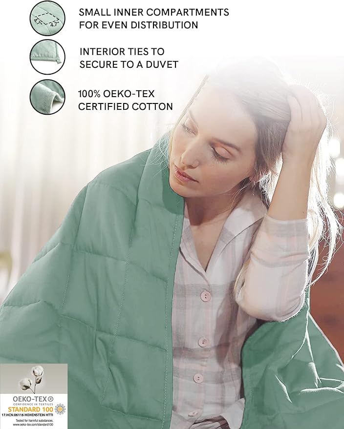 YnM Weighted Blanket — Heavy 100% Oeko-Tex Certified Cotton Material with Premium Glass Beads (Sprout Green, 41''x60'' 7lbs), Suit for One Person(~60lb) Use on Twin Bed