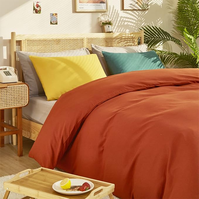 Cottonight Burnt Orange Comforter Set King Caramel Bedding Comforter Rust Soft Breathable Cotton Reddish Terracotta Blanket Quilts for Women Men King Bed