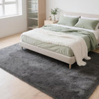 Grey Solid Plush Shag Rug 5x7 – Fluffy Soft Long Pile Indoor Non-Slip Rugs for Living Room, Bedroom, Bedside, Kids Room, Playroom, Cozy Modern Solid Color Carpet