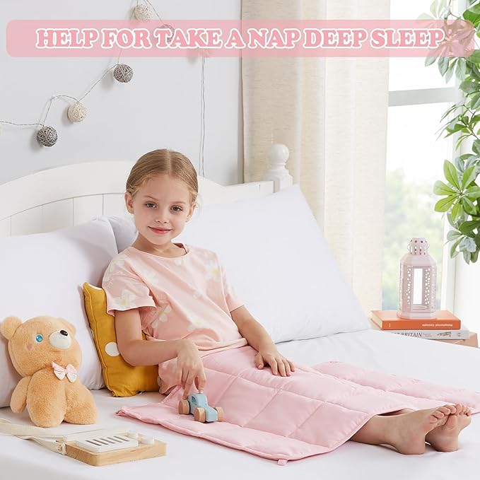 HOSUKKO Weighted Blanket - 2 lbs Pink Heavy Lap Indoor - Small Size Breathable Blanket(20 * 30 inches, 2 lbs)