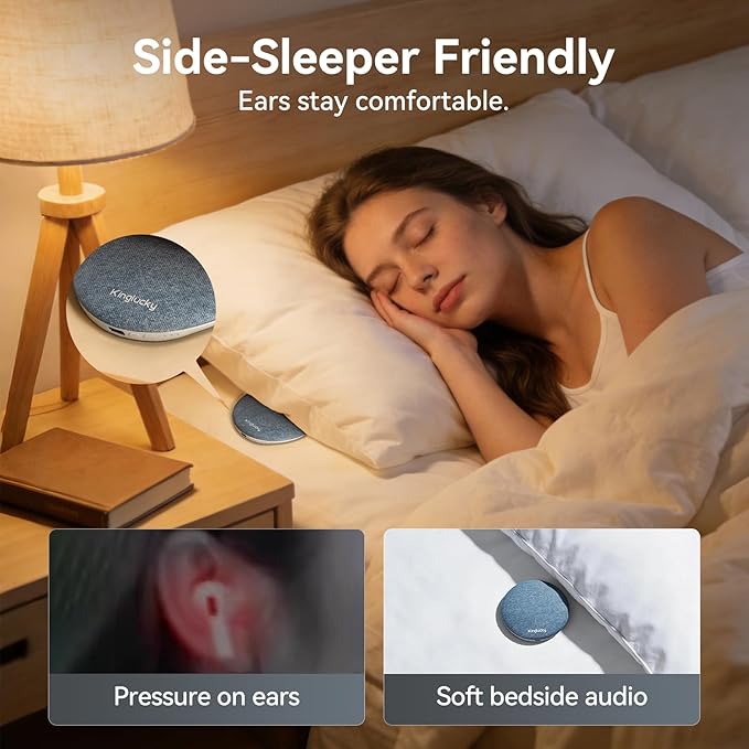Kinglucky Pillow Speaker for Sleeping, Mini Bluetooth Speaker Under Pillow with Built-in Pink Noise White Noise Sound Machine for Sleeping, Headphone-Free Sleep Speaker for Side Sleeper Blue