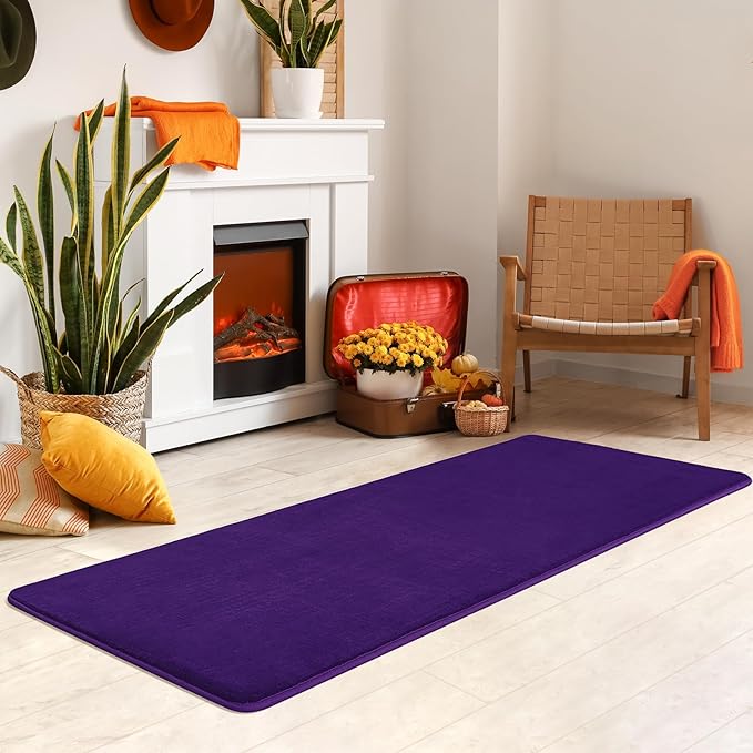 Softlife Washable Runner Rug for Bedroom Living Room Rug, 2x6 Purple Soft Fluffy Hallway Runner Rug, Non-Slip Indoor Carpet for Kitchen Laundary Room Decor Entryway Bathroom
