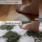 6x9 Area Rugs for Living Room Bedroom, Soft Fluffy Shaggy Bedside Rug, Indoor Floor Carpet for Kids Playroom, Dorms, Nursery Rooms, Home Decor (Olive Green & White 6'x9')
