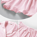 SAPJON Satin Silk Pajamas for Women 2Pcs Ruffle Notch Collar Sleepwear Button Down Short Sleeve Shorts Pjs Set Loungewear