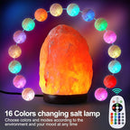 pursalt 5.5 Inch Himalayan Salt Lamp Night Light with Remote Control, Upgraded 16 Colors Changing & 4 Light Modes LED USB Salt Rock Lamp, Natural Crystal Pink Mini Small Salt Lamp for Home Decor