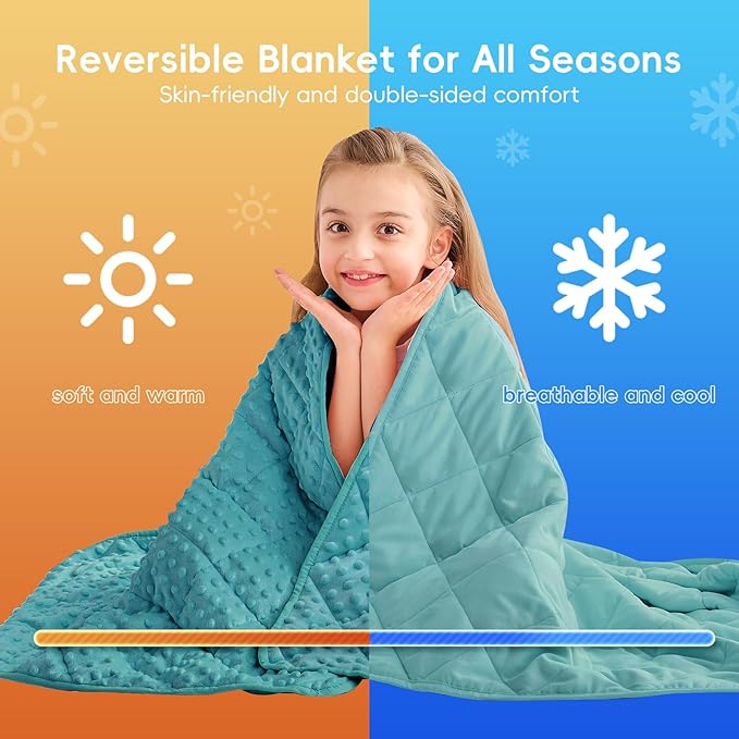 yescool Weighted Blanket 7 Pounds Teal Twin Size Cooling Weighted Throw Blanket, Minky Heavy Blankets Warm Weighted Comforter, Big Washable Thick Blankets Gift for 60-90lbs, 40 * 60in