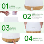ASAKUKI Essential Oil Diffuser, 300ml Ultrasonic Aromatherapy Oil Humidifier with 7 Colors LED Lights, 2 Mist Mode for Home (Wood Grain)