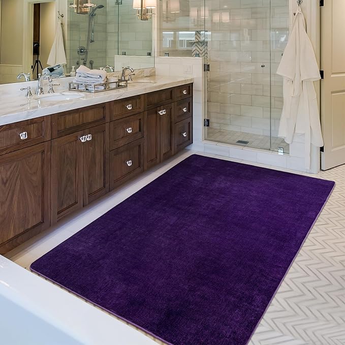 Andecor Soft Area Rug, 4x6 Purple Washable Rugs for Living Room Bedroom, Indoor Fluffy Carpets for Dorm Boys Girls Kids Room Nursery Home Decorations