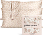 Kitsch Satin Pillowcase with Zipper for Hair & Skin - Softer Than Silk Pillow Cases, Smooth Cooling Satin Pillow Case, Wrinkle-Free, Machine Washable, King Size Satin Pillow Case 19x36, Leopard, 2pc
