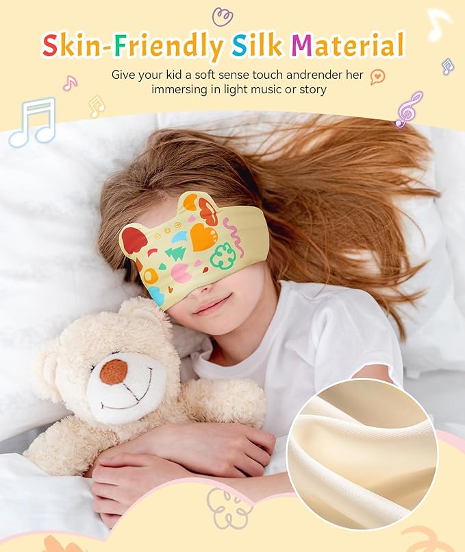 LC-dolida Kids Headband Headphones Sleep Headphones Bluetooth Headband- Comfortable Fit - Safe Volume Limited for Boys & Girls Children Learning, Sleep and Airplane (Yellow)