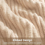 Snuggle Sac Soft Ribbed Beige Throw Blanket for Couch, Luxurious Fluffy Cozy Knit Throws for All Season, Reversible Warm Microfiber Netural Blankets for Couch, Sofa, Travel, Beige, 50x60 inches