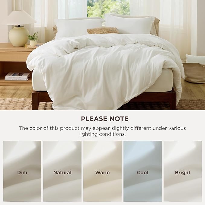 Bedsure Duvet Cover King Size - Soft Double Brushed Bedding Set for Kids & Adults, Zipper Closure, 3 Pieces, Includes 1 Duvet Cover (104"x90") & 2 Pillow Shams, NO Comforter, Cream White