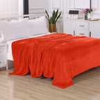 Elegant Comfort Luxury Velvety Feel Blanket, All-Season Lightweight Blanket, Ultra Plush, Soft, Cozy-Fuzzy Flannel Fleece for Couch, Sofa, Bed, Travel, Solid Design, King/California King, Orange
