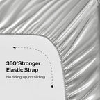 BEDELITE King Size Sheets Set, Luxury Soft Grey Satin Sheets for Hair and Skin, Similar to Silk Bed Sheets Set 4 Pieces with 1 Deep Pocket Fitted Sheet, 1 Flat Sheet, and 2 Pillowcases