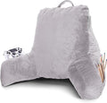 Clara Clark Reading Pillow with Shredded Memory Foam for Sitting Up in Bed and Couch, Back and Arms Adjustable Support for Adults & Teens Backrest Pillows for Reading with Washable Cover Grey Lavender