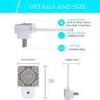 Mandala Floral Night Lights Plug into Wall Ethnic Mandala Night Light 0.5W Sleep Friendly for Boys Girls Led Night Light Dusk to Dawn Sensor Nightlight for Stairway/Hallway/Kitchen