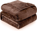 Cottonblue Weighted Blanket for Adults 15 lbs Queen Size 60x80 in, Cozy Flannel Sherpa Fleece Weighted Throw Blankets Comfortable for Calming and Relax, Shaggy Bed Sofa Heavy Blankets, Chocolate Brown
