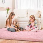 Jelymark Super Soft Shaggy Rug for Bedroom, 2x6 Feet Fluffy Carpet for Living Room, Fuzzy Indoor Plush Area Rug for Home Decor, Furry Floor Rugs for Dorm, Kids Nursery Rug for Girls, Pink