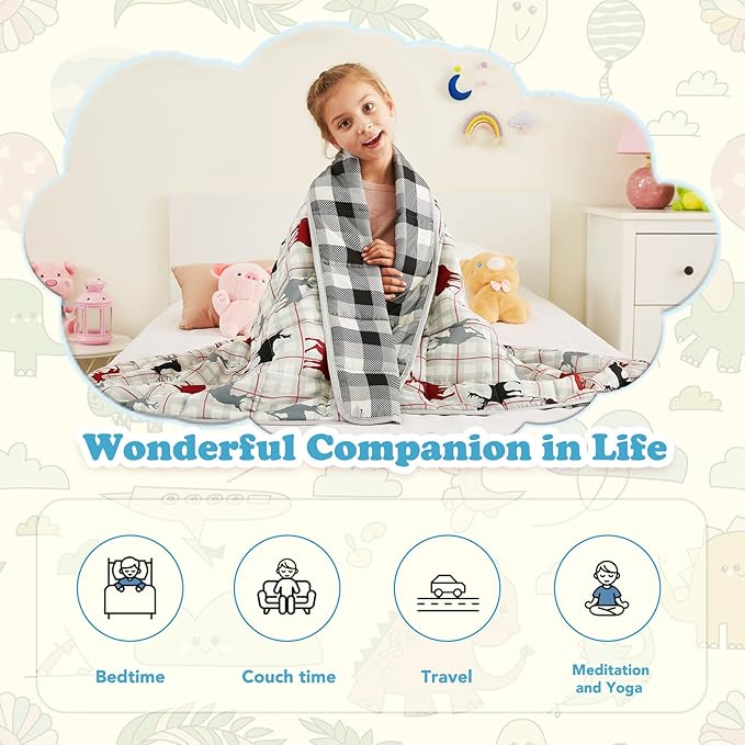 CuteKing Weighted Blanket - Weighted Blanket with Premium Glass Beads - Breathable Heavy Blanket for Comfortable Rest - Thick Blanket All Season(10lbs, 40"x60", Deer)