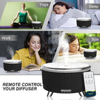 Diffusers for Essential Oils Large Room, 500ml Aromatherapy Diffuser Cool Mist Humidifier with Remote Control,7 Colors Lights & 3 Mist Mode Waterless Auto Off for Women Office Home Black Sliver