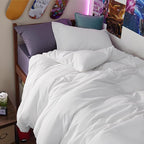 Bedsure Duvet Cover Twin/Twin XL Size - Soft Double Brushed Bedding Set for Kids & Adults, Zipper Closure, 2 Pieces, Includes 1 Duvet Cover (68"x90") & 1 Pillow Sham, NO Comforter, White