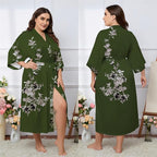 Kihnop Women's Floral Long Kimono Robe Long Satin Robe Long Silk Robe Ladies Kimonos Silky Bathrobe Cover Up, One Size