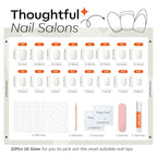 Modelones Milky White Press on Nails, Spring Short Square Fake Nails, Reusable Nail Kit with Nail Glue Adhesive Tabs Mini Nail File, Nails Press Ons 32Pcs16 Sizes, Women Girl Gift
