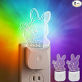 Cute Bunny Night Light (2 Pack), Plug-in, RGB LED Night Lamp with Auto Dusk-to-Dawn Sensor, 9 Colors for Kids Room, Nursery, Bathroom, Baby Shower & Birthday Gift Decor