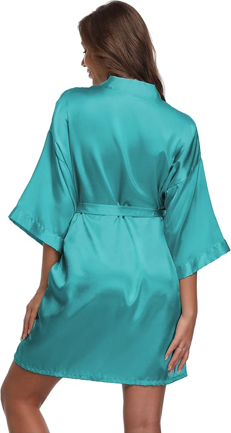 Women's Satin Short Robe Bridesmaid Bride Wedding Party Robes Silky Sleepwear Loungewear
