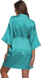Women's Satin Short Robe Bridesmaid Bride Wedding Party Robes Silky Sleepwear Loungewear
