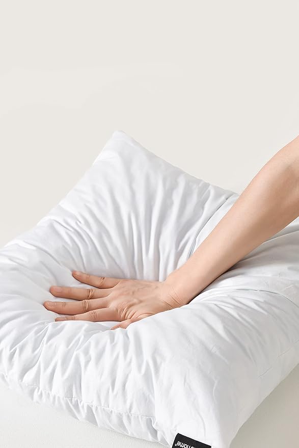 basic home 18x18 Pillow Inserts-Shredded Latex Memory Foam Fill-High Density Throw Pillow Inserts with Long Support-Home Couch Hotel Collection-Cotton Fabric-2 Pack