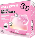 Hello Kitty Sunrise Alarm Clock with Color-Changing RGB LED Night Light – Ambient Lighting, Time/Date/Temperature Display, USB Powered w/Device Charging, Pink