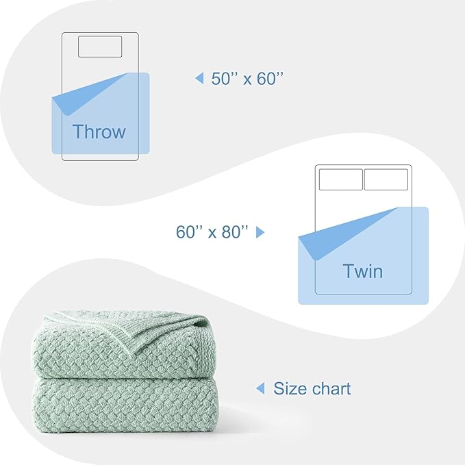 Whale Flotilla Chunky Knit Throw Blanket for Couch and Bed, Sage Green Decorative Cozy Fleece Blanket, Reversible Soft Fuzzy Woven Throws, 50x60 Inch