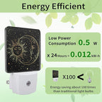 Witch Sun Moon Night Light, Zodiac Night Light Plug into Wall with Dusk to Dawn Sensor, LED Lamp Energy Saving Lights for Men Women Boys Girls,Lamp for Bedroom Bathroom Hallway
