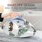 Bear Print Satin Pillowcase Queen Size, Winter Forest Silk Pillow Case with Envelope Closure, Satin Pillowcase for Hair and Skin, 20x30 inches, White, 1 PC