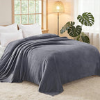 Exclusivo Mezcla Fleece Blanket King Size for Bed, Super Soft and Warm, All Season, Cozy, Plush, Lightweight, 90x104 Inches, Dark Grey