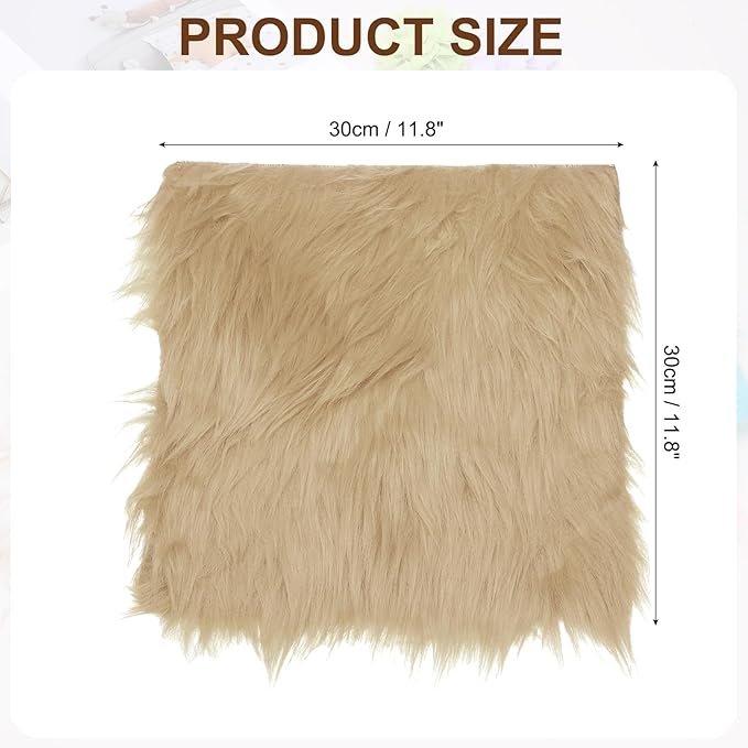 PATIKIL 12" Locker Rug, Small Area Rug Mini Faux Fur Rugs Small Locker Carpet Soft Fluffy Tiny Photography Props Square for Nail Photo Tabletop Background Picture Decoration, Dark Beige