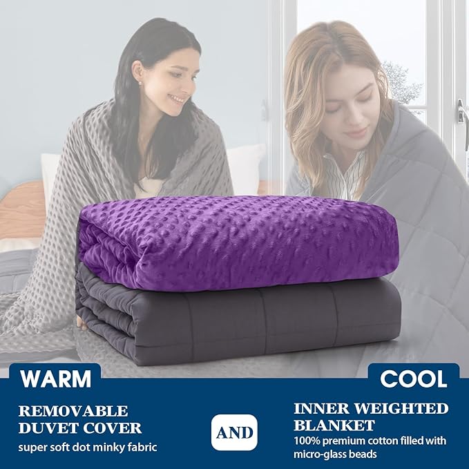 yescool Weighted Blanket (7 lbs, 41" x 60", Violet) Heavy Blanket for Sleeping Perfect for 60-90 lbs, Breathable Blanket with Premium Glass Bead, Machine Washable